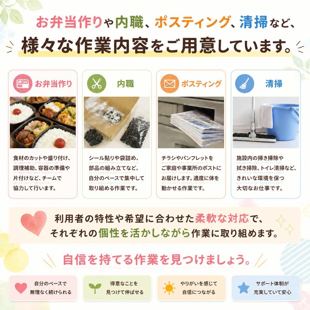 多様な作業支援で自分らしさを活かす