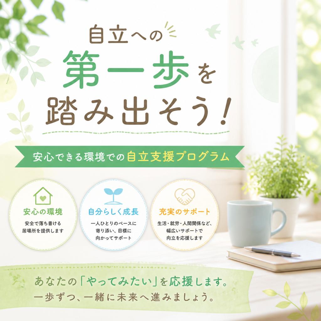 自立への第一歩を踏み出そう！安心できる環境での自立支援プログラム