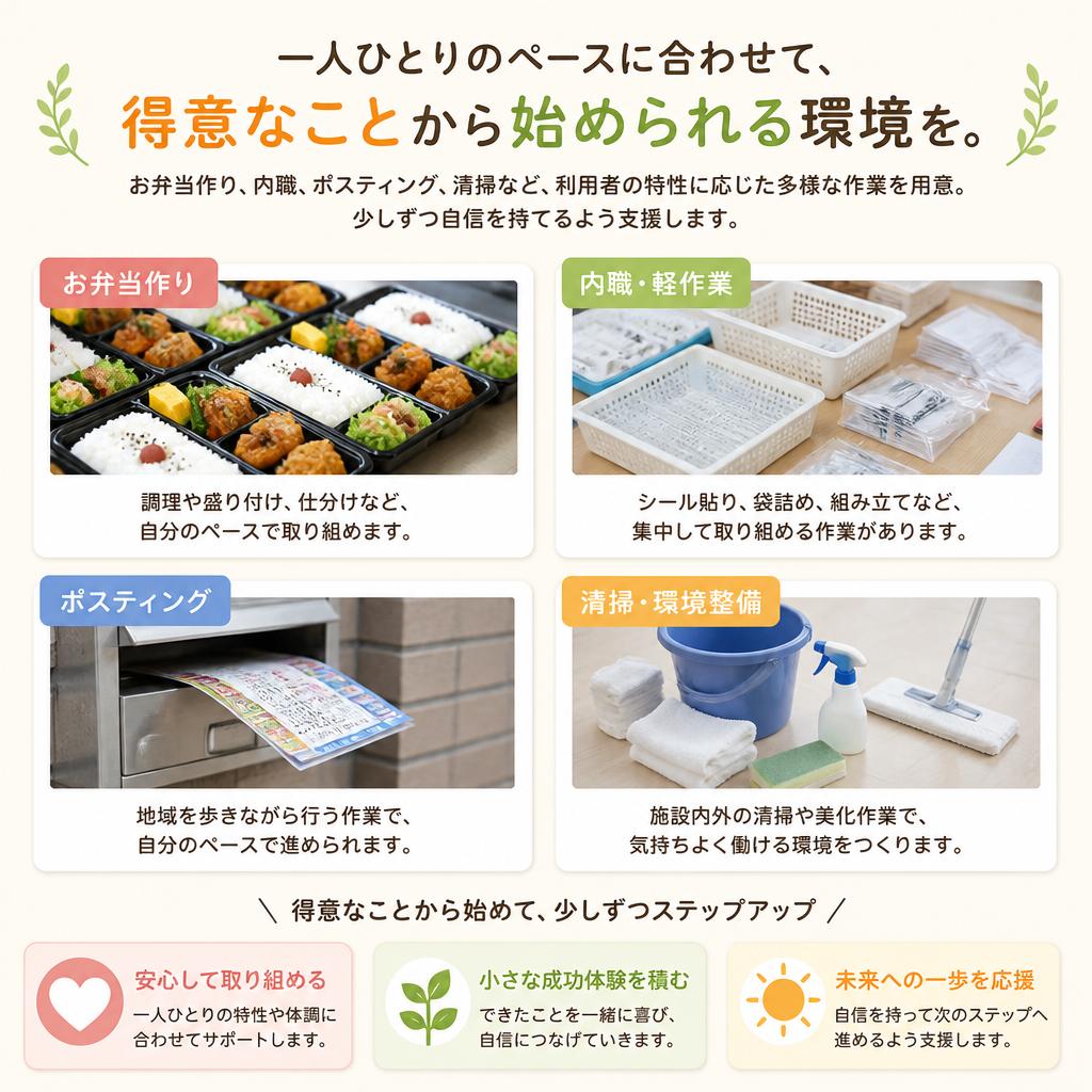 多様な作業内容で自己実現